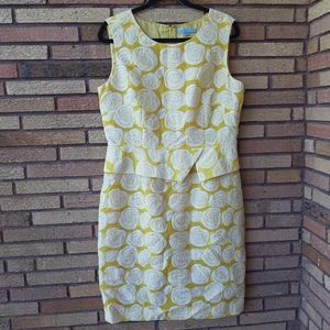 Antonio Melani Size 14 Yellow and White Sleeveless Dress